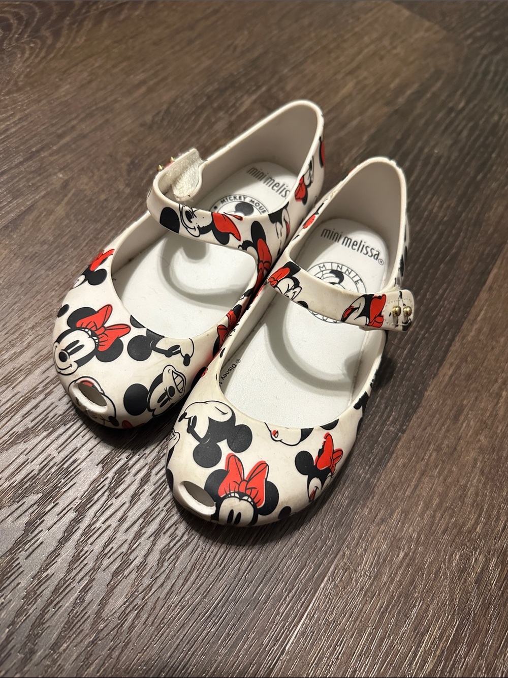 Mini Melissa Cream and Red Minnie Mouse Mary Jane Shoes for Kids
